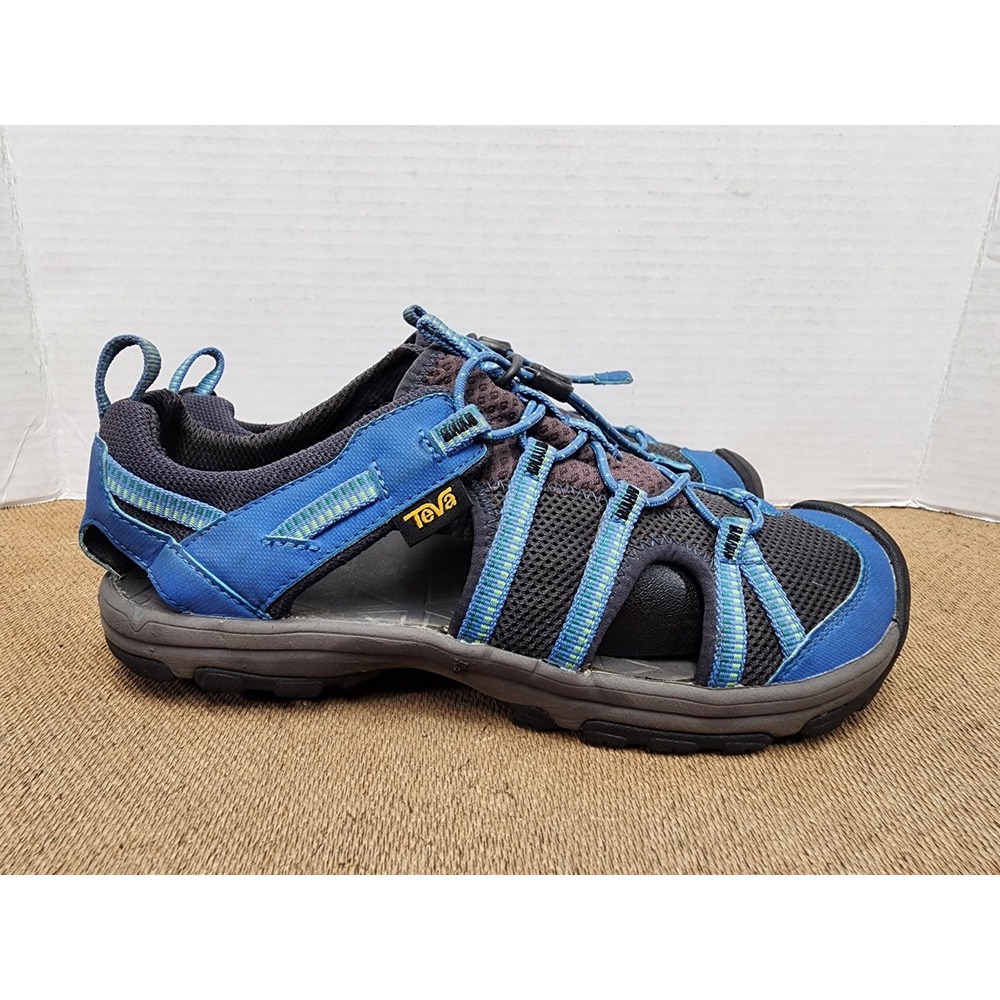 Teva Kids Blue Green Closed Toe Sport Sandals Bungee Water Hiking Shoes Size 5
